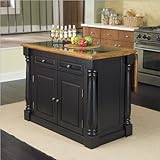 Home Styles Monarch Roll-Out Leg Granite Top Kitchen Island in Black and Oa ....