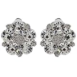Crystal Clip On Earrings-14 KT White Gold Filled Crystal Flower Clip on Earrings- Austrian Crystal by gemgem Jewelry