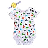 Gmasking 2016年新作 半袖ボディースーツ 子供ロンパース キッズロンパース ヘアバンド付き 2点セット (M(3-6Months), フット)