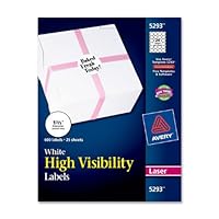 Avery High Visibility 1-2/3 Inch Diameter White Labels 600 Pack