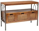Safavieh American Home Collection Crowley Antique Dark Walnut and Pewter Three Drawer Console Table