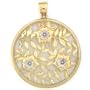 10K Solid Two-Tone Gold Fancy Flower Pendant Jewelry