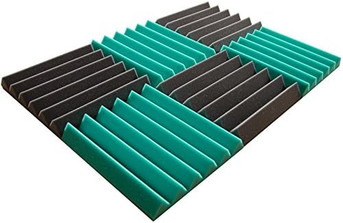 Pro Studio Acoustics - 12"x12"x2" Acoustic Wedge Foam Absorption Soundproofing Tiles - Teal/Charcoal - 6 Pack