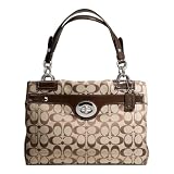 Coach Signature Penelope Turnlock Carryall Bag Purse Tote 16540 Khaki Mahogony