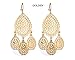 SunIfSnow Women Golden Hollow Geometric One Big Waterdrop Hang Three Small Drop Chandelier Earrings