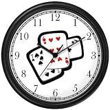Playing Cards Gambling or Casino Theme Wall Clock by WatchBuddy Timepieces (Black Frame)