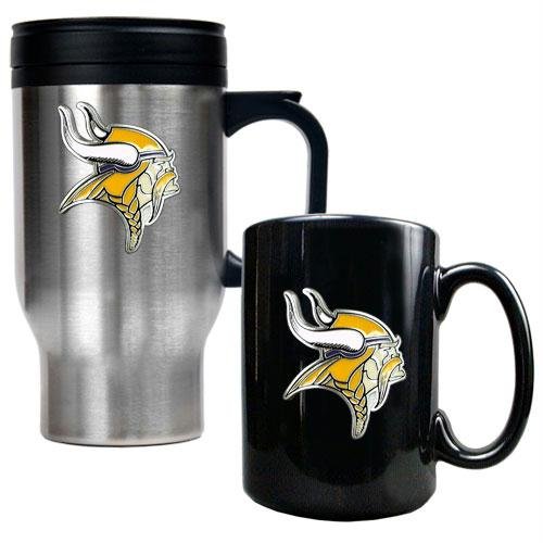 NFL Minnesota Vikings Travel Mug & Ceramic Mug Set - Primary Logo