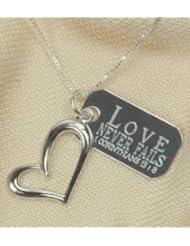 Christian Womens 0.925 Sterling Silver Abstinence Long Heart Love Purity Necklace for Girls - Girls Purity Necklace