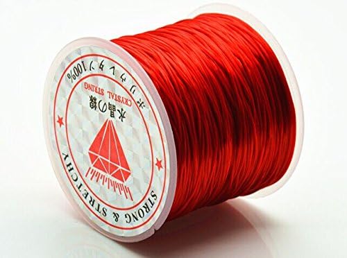 Yamoge Elastic Stretch Polyester Jewelry Bracelet Crystal String Cord 60m Roll (RED)