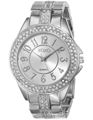 XOXO Womens XO5463 Rhinestone Accent Silver-Tone Analog Bracelet Watch
