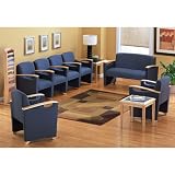 Fabric Reception Seating Group Avon Blue Fabric/Cherry Finish