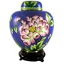 Vintage Collectible Pre-Owned Blue Cloisonne Ginger Jar with Floral Motif; 8-1/4" High by 7" Maximum Diameter