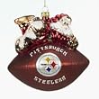 Pittsburgh Steelers 5.5" Christmas Glass Ornament Peggy Abrams - NFL Football