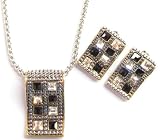 Black and White Two Tone Designer Style Necklace Earring Set Fashion Jewelry