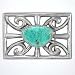Southwestern Native American Navajo Tufa Cast Sterling Silver and Turquoise Belt Buckle, #7837