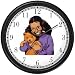 Girl Hugging Teddy Bear Animal Wall Clock by WatchBuddy Timepieces (White Frame)
