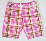 Juniors - Board Shorts with Side Cargo Pocket, Tie Front. Turq, Lime, Pink or Blue Plaid Sizes XS-XL