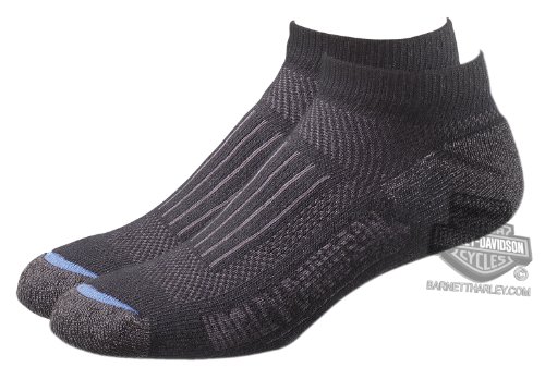 Harley-Davidson Mens Low Cut Performance Cruiser Coolmax Socks Black Poly Blend