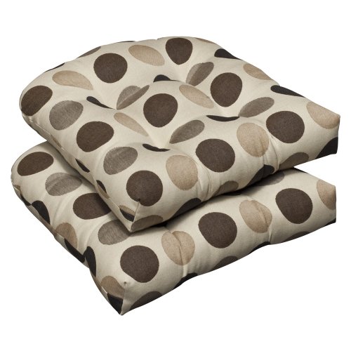 Pillow Perfect Indoor/Outdoor Brown/Beige Polka Dot Sunbrella Wicker