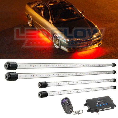 4pc Wireless Red LED Underbody Underglow Kit Maroomonoaeraa