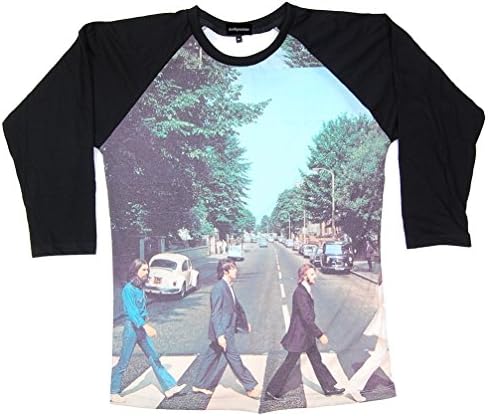 Punkpassion Women's The Beatles Abbey Road White Baseball Raglan T-Shirt Small