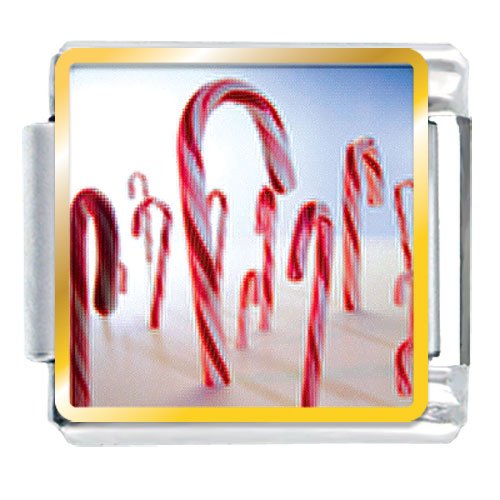Candy Cane Land Food Italian Charms Bracelet Link Christmas Gift