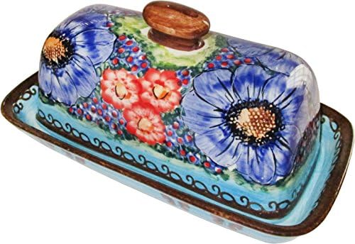 Boleslawiec Stoneware - Polish Pottery Stick Butter Dish - Eva's Collection "Blue Sky Meadow"