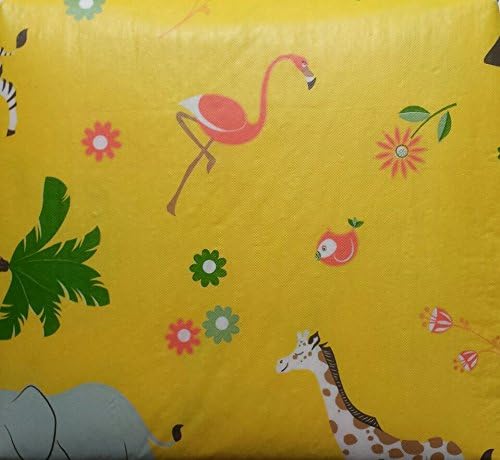 Roaring Jungle Vinyl Tablecloth Yellow (52" x 70 " oblong)