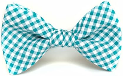 Trendy Ties Teal Blue Gingham Bow Tie for baby age 0 to 6mo