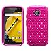 Moto E Case, MP-Mall Moto E 2nd Gen (2015) Studded Rhinestone Crystal Bling Dual Layer Hybrid Defender Armor Case Cover for Moto E 2nd Generation with Stylus (Hot Pink)