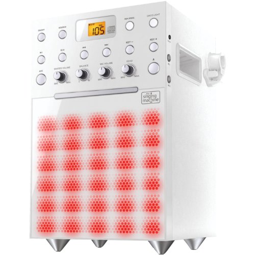 The Singing Machine SML388W Karaoke Machine with Music Synchronizing Light Show (White)