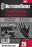 ButcherSkinz Field Dressing and Game Processing Heavy Duty Nitrile Gloves, One Size, Black (Pack of 20)