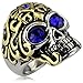 Men's Vintage Stainless Steel Gothic Cz Classic Skull Biker Ring , Gold Silver Blue Size 12