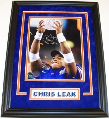 Chris Leak Autographed Florida Gators 8x10 National Championship Trophy Photo with 