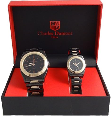 Charles Dumont Paris His & her Gift Set Black & Rose Gold Two Tone Alloy Metal Case