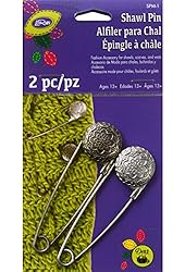 Dritz Metal Engraved Vintage Flower Shawl Pin, Pewter and Nickel