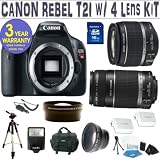 BRAND NEW CANON REBEL T2I (EOS 550D) w/ CANON 18-55 IS LENS + CANON 55-250 IS LENS + .45X WIDE ANGLE LENS + 2X TELEPHOTO LENS + 16GB HIGH SPEED MEMORY CARD CLASS 10 + 3 YEAR CELLTIME WARRANTY