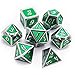 Haxtec 7PCS Green Metal Dice Set D&D Dice Enamel Polyhedral Dice Set D20 D12 D10 D8 D4 for Dungeons and Dragons DND RPG MTG Table Games (Emerald Green)