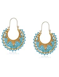 Miguel Ases Turquoise and Gold Hoop Earrings