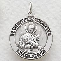 Sterling Silver 7/8" Round St. Gerard, Patron of Expectant Mothers Medal on 24" Chain