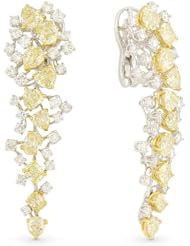 Natural 7.88ct Yellow-Diamond Earring Set In 18K White-And-Yellow-Gold Omega-Back