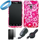 Pink Tropical Flower Design Two Piece Shield Protector Snap On Case for T-M ....