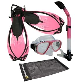 Snorkeling Scuba Ladies Dive Mask Fins Dry Snorkel Gear Set