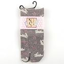 Bunnies and Flowers Tabi Fashion Midcalf Socks 7 Inch Cuff, Grey