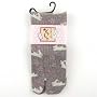 Bunnies and Flowers Tabi Fashion Midcalf Socks 7 Inch Cuff, Grey