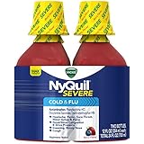 Vicks NyQuil Severe Cold & Flu Nighttime Relief Berry Flavor Liquid Twin Pack 2 x 12 Fl Oz