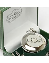 Irish Crafted Mullingar Pewter Celtic Claddagh Pocket Watch - Delivery from Ireland within 6-9 Days