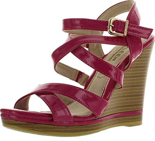 Kayleen DAYLA-2 Women's Ankle Strap Crossing Stacked Heel Wedge Sandals