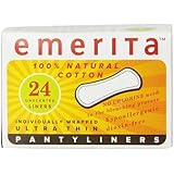 Emerita Natural Cotton Ultra Thin Pantiliners, Individually Wrapped, 24 Count