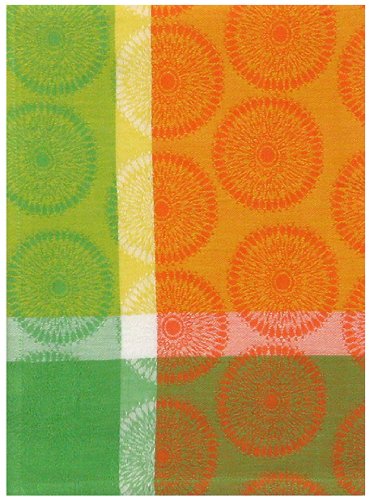 100% Cotton Jacquard Dandelion Orange Dishtowel 18